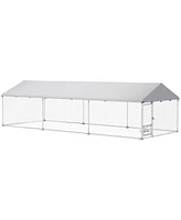 PawHut Extra Large Outdoor Dog Kennel with Adjustable & Rotatable Bowl Rack