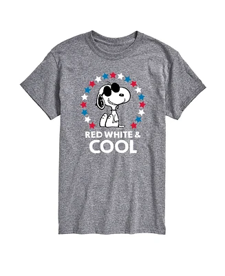 Airwaves Men's Peanuts Snoopy Flag Fireworks Short Sleeve T-Shirt
