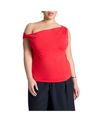 Eloquii Women's Asym Twist Sleeve Top