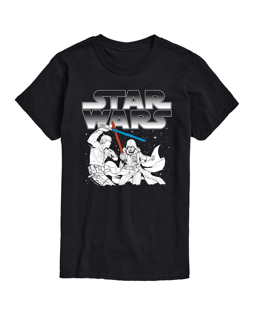 Airwaves Men's Star Wars Luke Darth Fight Short Sleeve T-Shirt