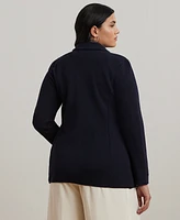 Lauren Ralph Women's Plus Combed Cotton Single-Breasted Blazer