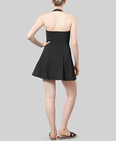 Crave Fame Juniors' Halter-Neck Button-Front Mini Dress