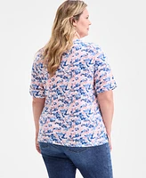 Style & Co Plus Printed Elbow-Sleeve Knit Top