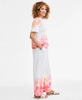 Jm Collection Women's Printed Linen-Blend Pants, Exclusively at Macy's