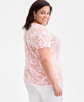 Style & Co Plus Printed Scoop-Neck Top, Exclusively at Macy's