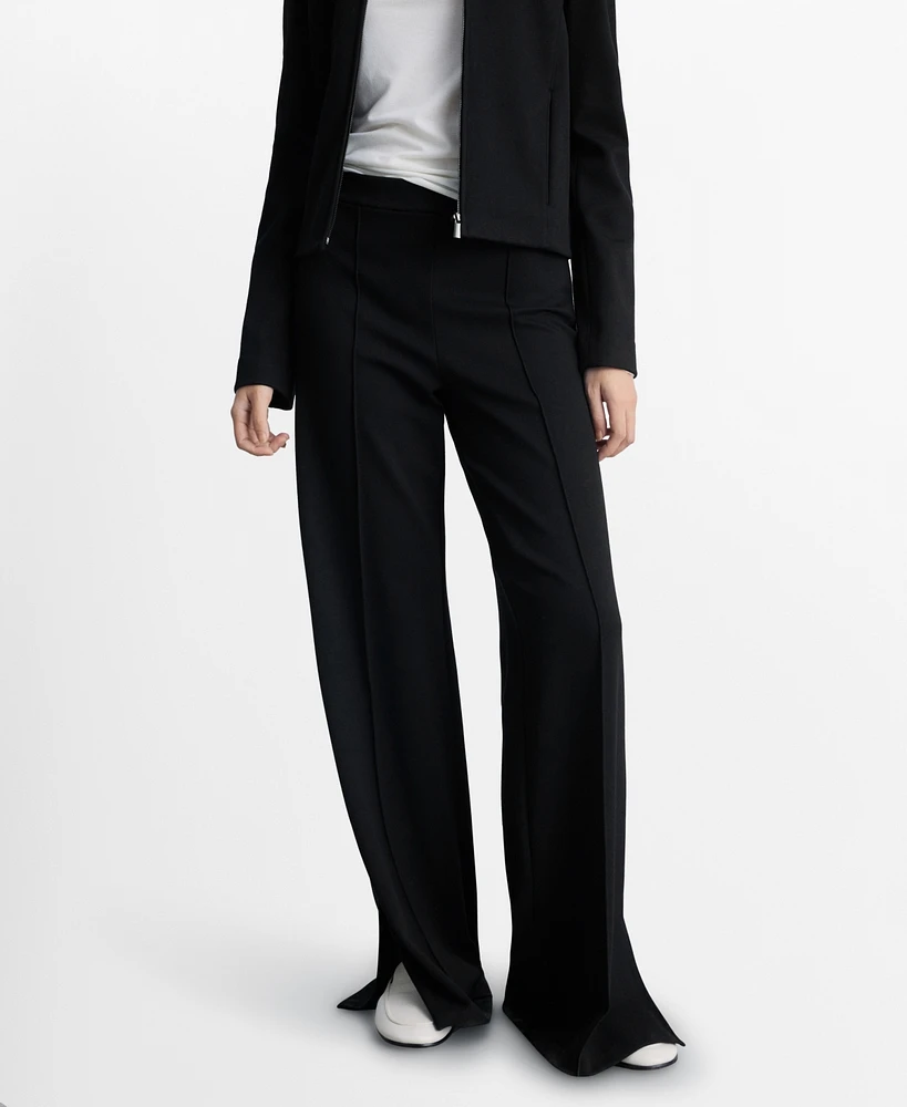 Mango Women's Decorative Seams Wide Leg Pants