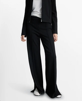 Mango Women's Decorative Seams Wide Leg Pants