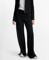 Mango Women's Decorative Seams Wide Leg Pants
