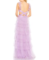 Mac Duggal Women's Ruffle Tiered Tulle Cut Out Gown