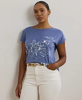 Lauren Ralph Plus Cotton-Blend Jersey Graphic Tee