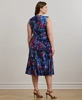 Lauren Ralph Plus Print Twist-Front Jersey Dress