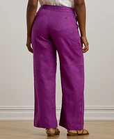 Lauren Ralph Plus Linen Wide-Leg Pants