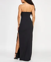 Seni & Cade Juniors' Hardware-Trim Strapless Gown