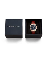 Daniel Wellington Unisex Automatic Brown Genuine Italian Chrome-Free Leather Watch, 40mm