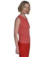 Halston Women's Printed Cowlneck Sleeveless Top