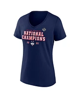 Fanatics Women's Navy UConn Huskies 2025 Ncaa Basketball National Champions Schedule V-Neck T-Shirt