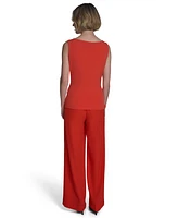 Halston Women's Horsebit Buckle Boat-Neck Sleeveless Top