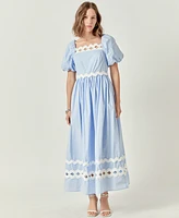 English Factory Women's Scallop-Trim Cotton Midi Dress