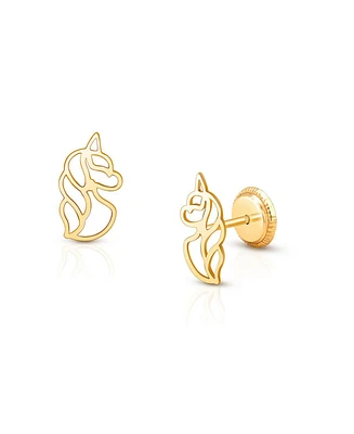 Tiny Blessings Children's 14K Gold Unicorn Dreams Studs Girls' Screw Back Earrings