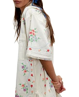 Free People Women's Emma Embroidered Cotton Linen Button-Front Shirt