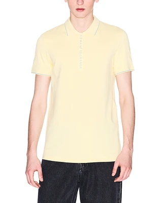 A|X Armani Exchange Men's Slim-Fit Tipped 1/4-Zip Logo-Placket Polo Shirt