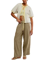 Free People Women's Tropic Striped Cotton Tie-Front Sweatshirt