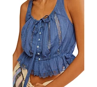 Free People Women's Alana Lace-Trim Cotton Sleeveless Top