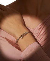 Eliot Danori Silver-Tone Imitation Pearl & Cubic Zirconia Maisie Bypass Bracelet, Exclusively at Macy's