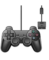 Wired Dual Vibration Game Controller for Sony PlayStation 2 – Ergonomic Design, 6FT Cable, High Precision Joysticks (Black)