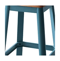 Wood and Metal Counter Height Bar Stool for Dining or Bar Seating