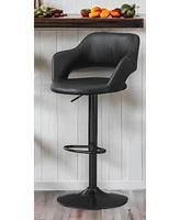 Faux Leather And Metal Low Back Adjustable Height Bar Chair
