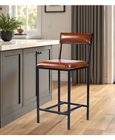 27" Brown and Black Manufactured Wood and Iron Bar Chair