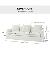 Traditional Antonio 83" Curved Back Slipcovered Sofa with Toss Pillows