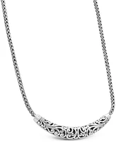 Devata Bali Filgree with Dragon Bone Chain Necklace in Sterling Silver, 16 in adj to 18 in