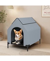 Elevated Pet House for Outdoors with Ventilated Windows – Waterproof and Comfortable Pet Shelter