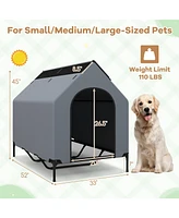 Elevated Pet House for Outdoors with Ventilated Windows – Waterproof and Comfortable Pet Shelter