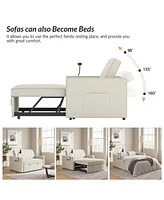 Duncan Modern Channel Tufted Upholstered Sleeper Sofa With Built-In Usb Port