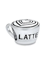 Bling Jewelry Set of 2 Latte Cup and Open Filigree Heart Charm Bead Oxidized Sterling Silver