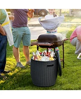 Patio 4-in-1 Rattan Cocktail Table – Multi-Functional Cool Bar, Side & Storage