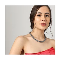 Sohi Women's Silver Plated Designer Collar Necklace