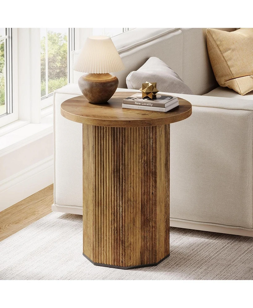 Tribesigns Round End Table for Living Room, Industrial Circle Side Table, Narrow Nightstand for Small Spaces, Living Room, Bedroom