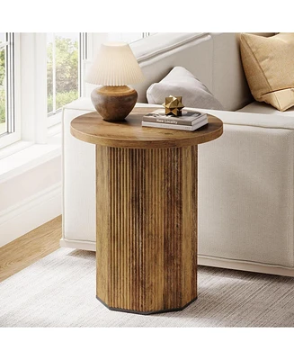 Tribesigns Round End Table for Living Room, Industrial Circle Side Table, Narrow Nightstand for Small Spaces, Living Room, Bedroom
