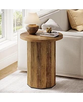 Tribesigns Round End Table for Living Room, Industrial Circle Side Table, Narrow Nightstand for Small Spaces, Living Room, Bedroom