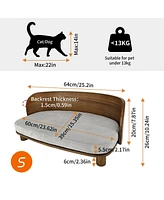 Bingopaw Wooden Elevated Cat&Dog Bed Stool With Pad for Indoor Pets