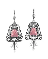 Sterling Silver Rhodonite Trapezoid Earrings