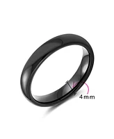 Bling Jewelry Basic Plain Simple Dome Classic Black Rose Gold Plated Titanium Band Ring Comfort Fit