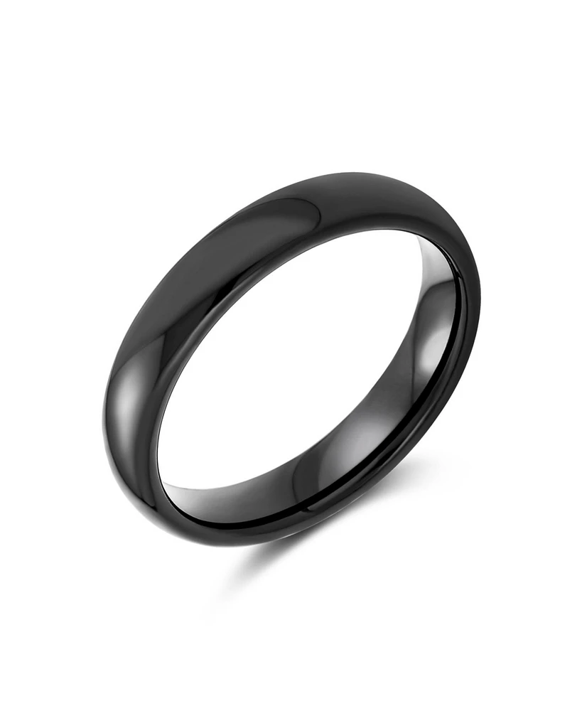 Bling Jewelry Basic Plain Simple Dome Classic Black Rose Gold Plated Titanium Band Ring Comfort Fit