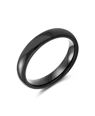 Bling Jewelry Basic Plain Simple Dome Classic Black Rose Gold Plated Titanium Band Ring Comfort Fit