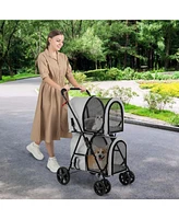 4-in-1 Double Pet Stroller with Detachable Carrier and Travel Carriage – Multi-functional Solution