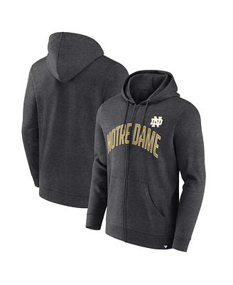 Fanatics Men's Heather Charcoal Notre Dame Fighting Irish Iconic Fleece Full-Zip Hoodie